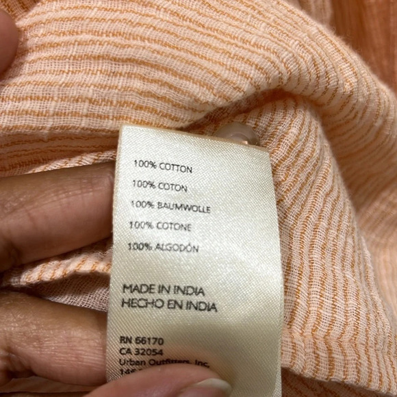 Anthropologie V-Neck Popover Cotton Long Sleeve Shirt in Orange Sz S - Picture 10 of 12